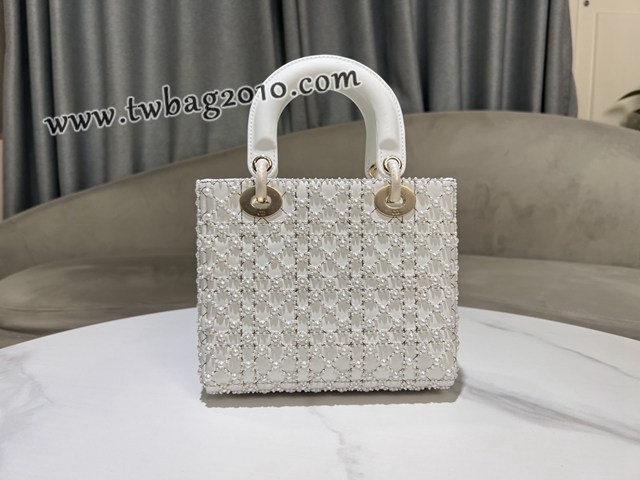 Dior专柜新款迪奥高仿原单Lady四格刺绣半颗珍珠绣金线手提肩背女包 djfk1256